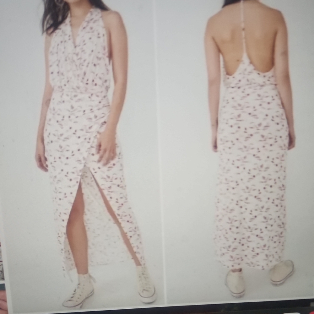 Free People Daria Floral Print Halter Maxi Dress Size L
